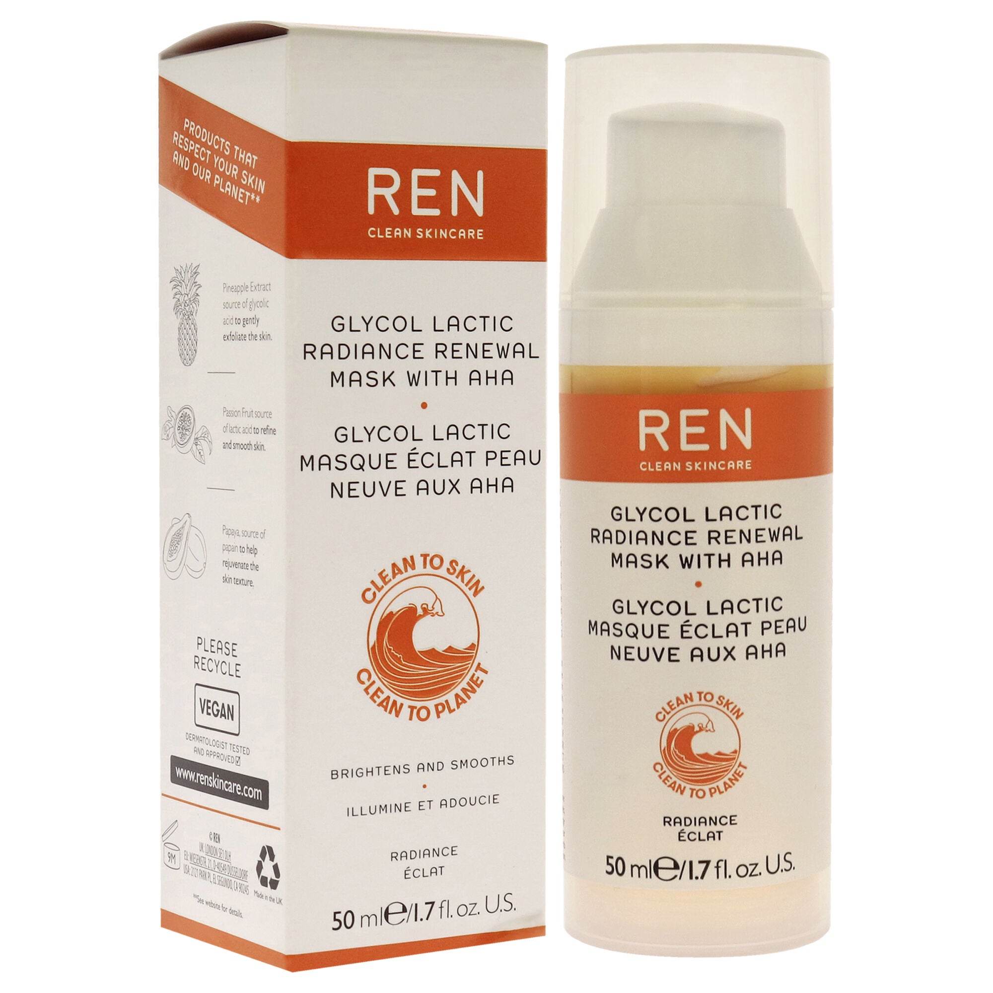 Glycol Lactic Radiance Renewal Mask by REN for Unisex - 1.7 oz Mask, See Description, alternate image number 2