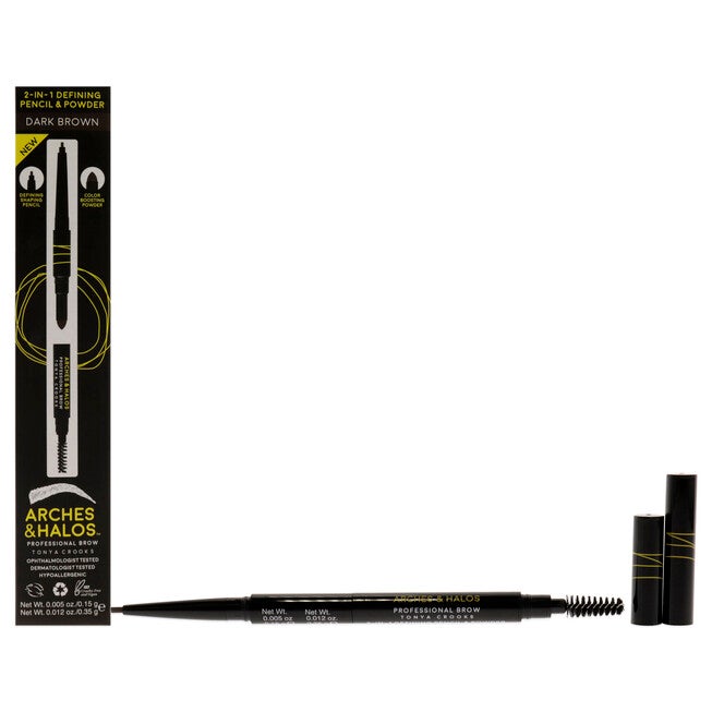 2-in-1 Defining Eyebrow Pencil and Powder - Dark Brown by Arches and Halos for Women - 0.017 oz Makeup, See Description, hi-res image number 0