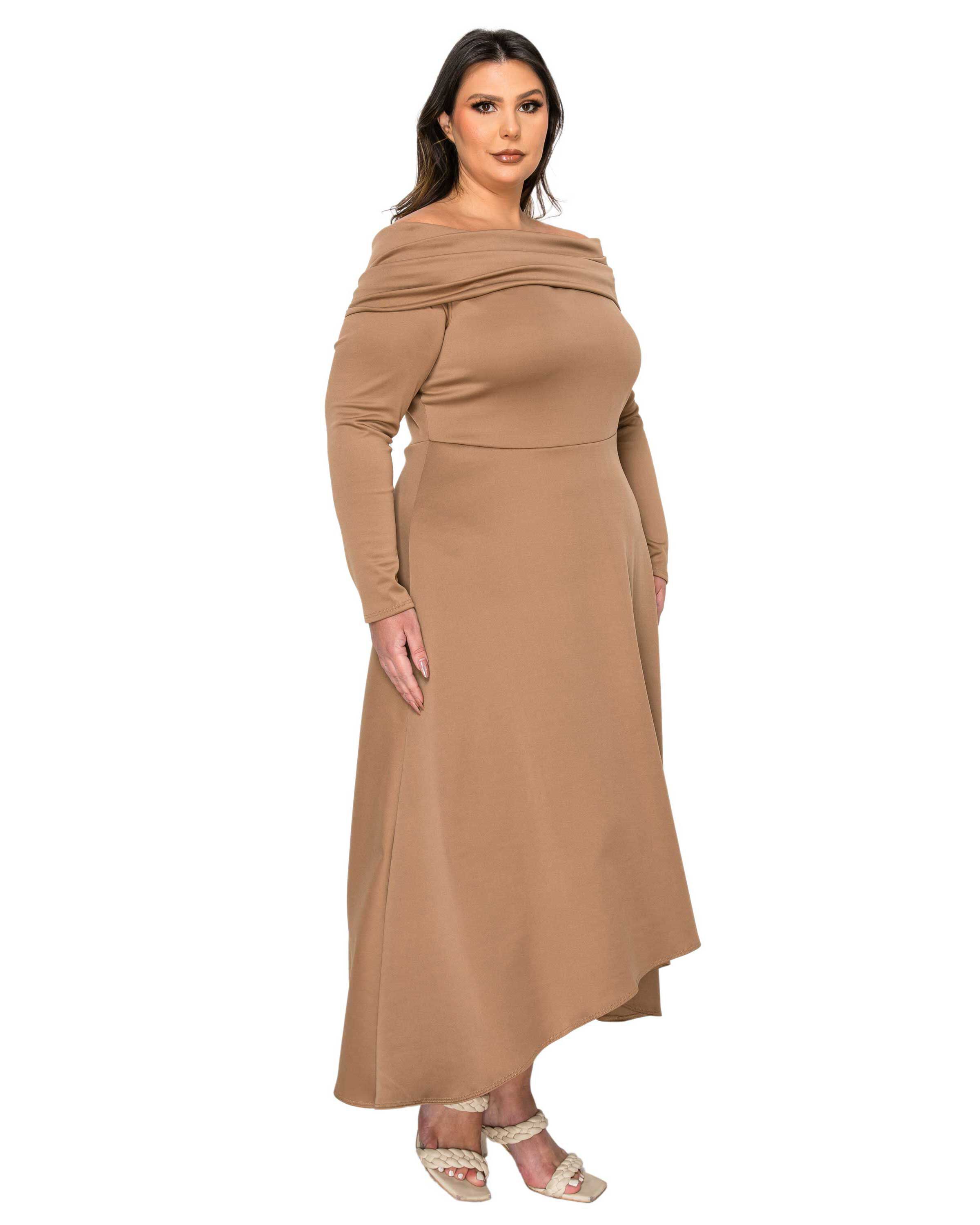 Lyra Off Shoulder Maxi Dress, Mocha / Brown, alternate image number 1
