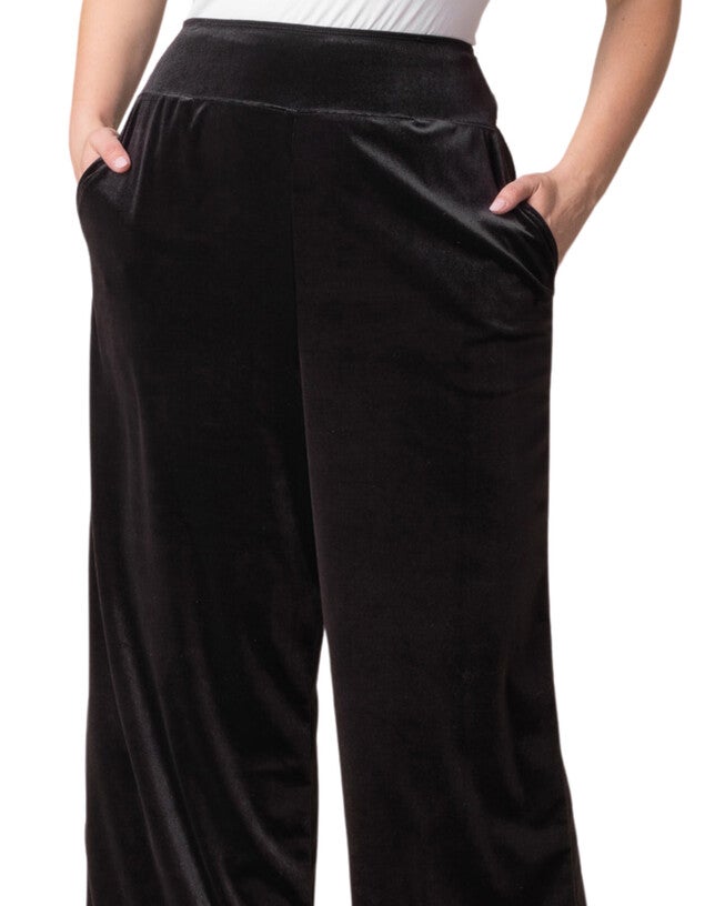 VELVET LUXE WIDE LEG PANTS, ONYX / Black, alternate image number 2