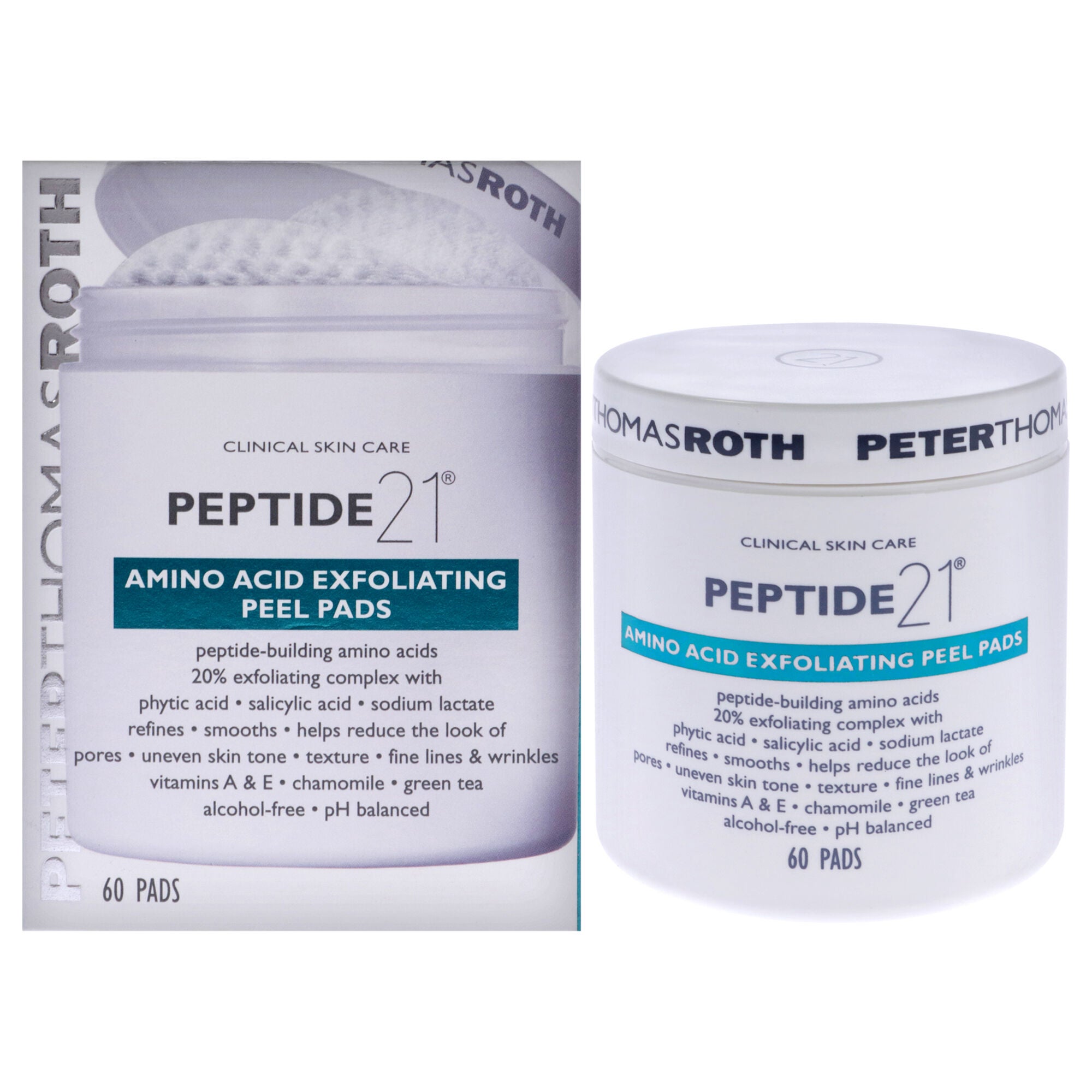 Peptide 21 Amino Acid Exfoliating Peel Pads by Peter Thomas Roth for Unisex - 60 Count Pads, See Description, hi-res image number 0