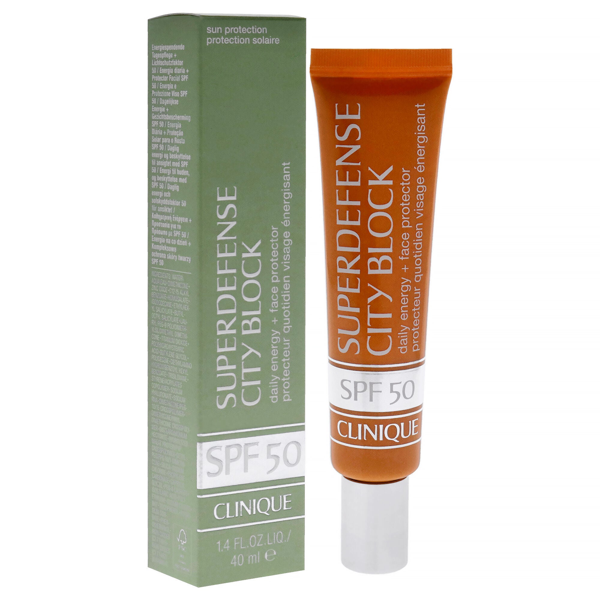 Superdefense City Block Daily Energy plus Face Protector SPF 50 by Clinique for Women - 1.4 oz Sunscreen, See Description, alternate image number 1