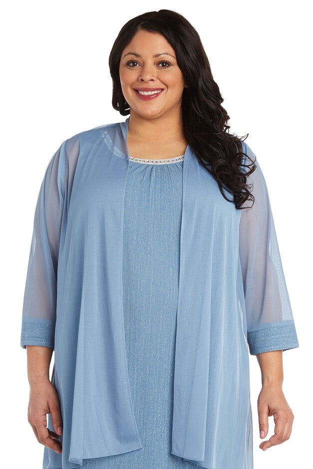 Two-Piece Flyaway Jacket Dress with Jewel Neckline - Plus, , alternate image number null