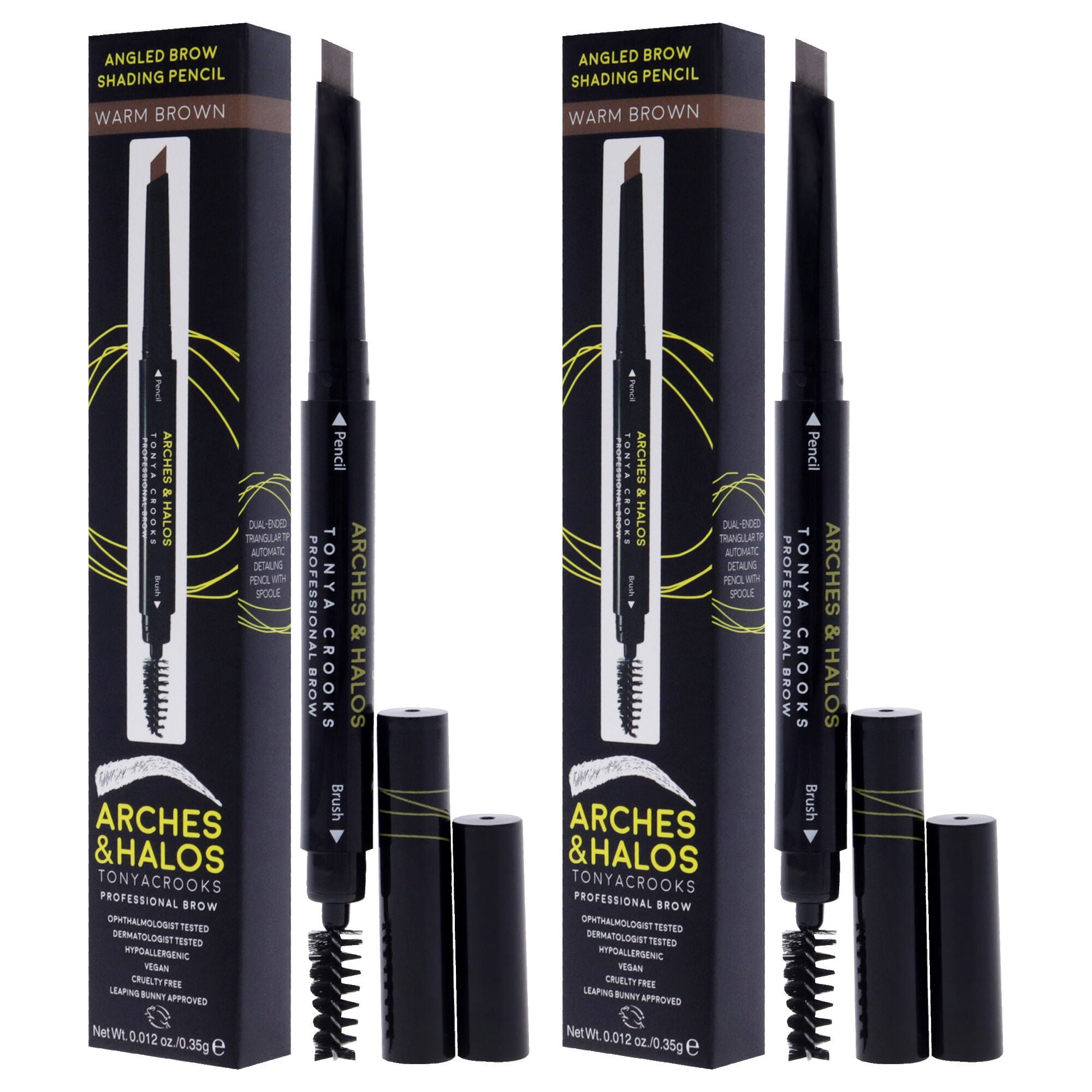 Angled Brow Shading Pencil - Warm Brown by Arches and Halos for Women - 0.012 oz Eyebrow Pencil - Pack of 2, See Description, alternate image number 3