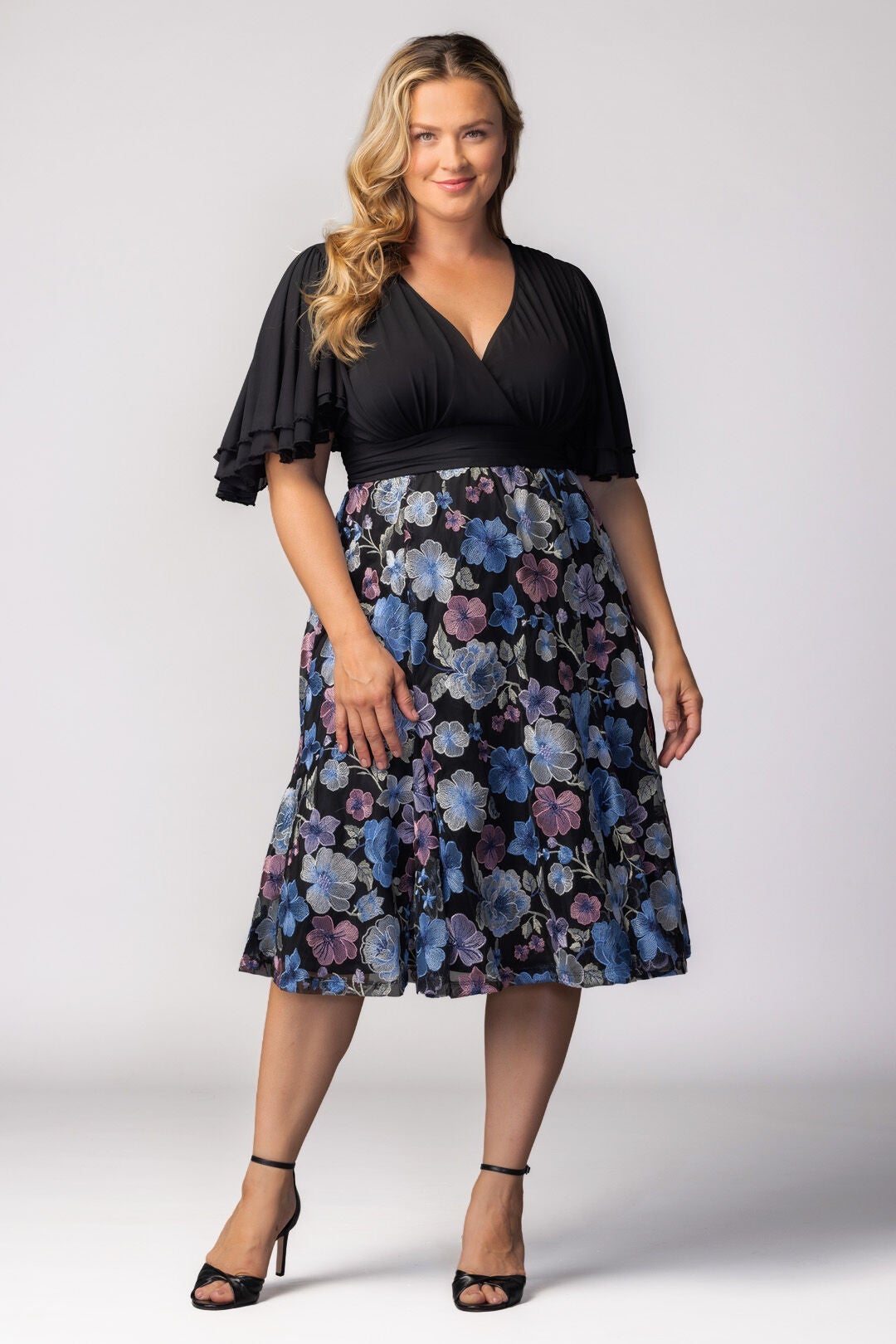 Lillian Embroidered Cocktail Dress, Floral Frolic / Black, hi-res image number 0