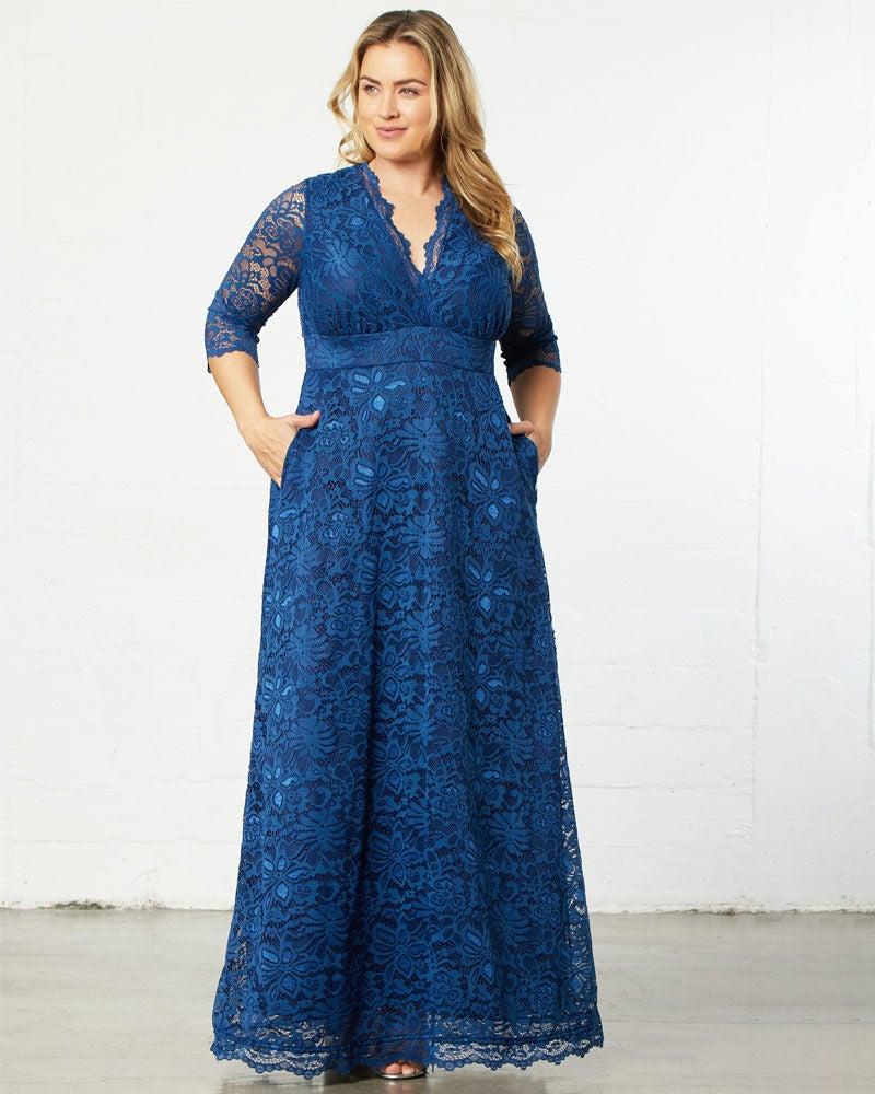 Maria Lace Evening Gown, Nocturnal Navy, alternate image number 2