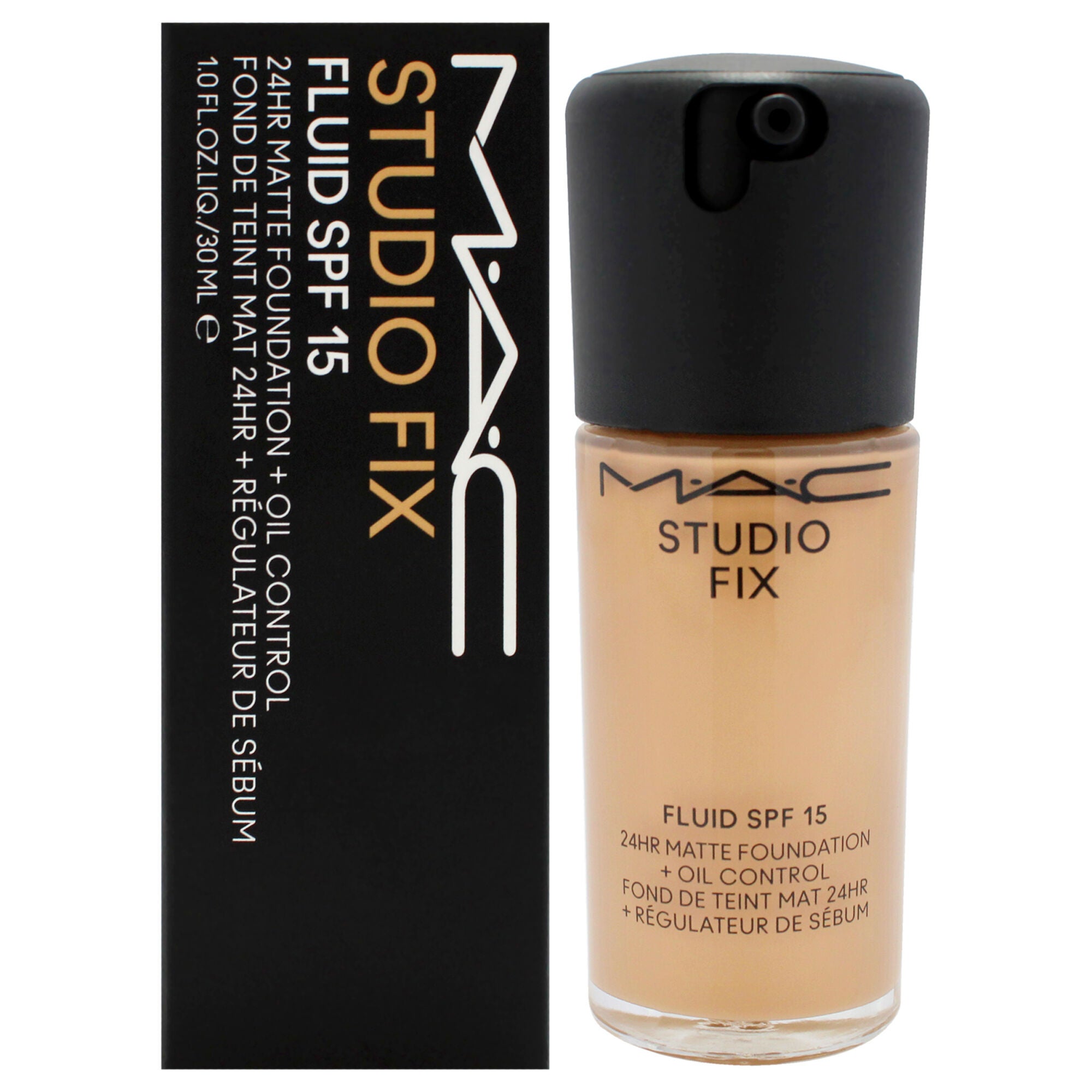 Studio Fix Fluid SPF 15 24Hr Matte Foundation Plus Oil Control - NC40 Medium Beige With Golden Peach Undertone by MAC for Women - 1 oz Foundation, See Description, hi-res image number 0