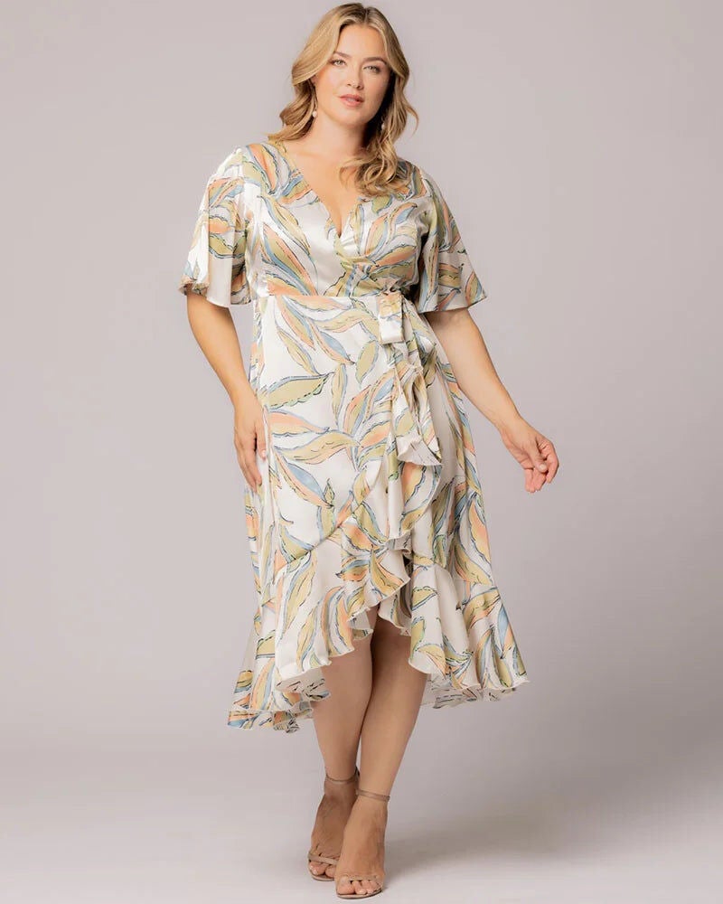 ワンピース CHLOE SALMON CREPE DRESS Chloe Crepe Wrap Dress | OneStopPlus