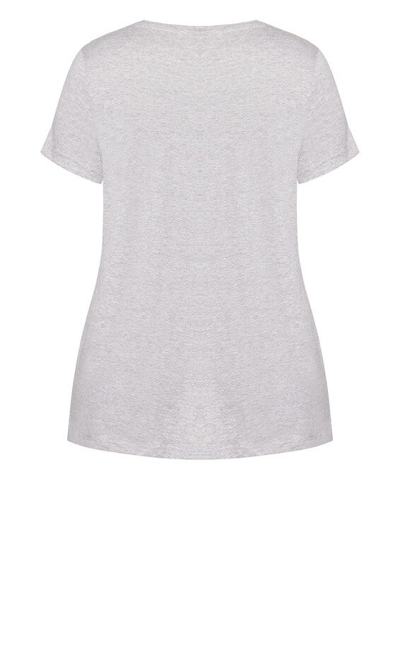 Gathered V Neck Cotton Top - gray, , alternate image number 5