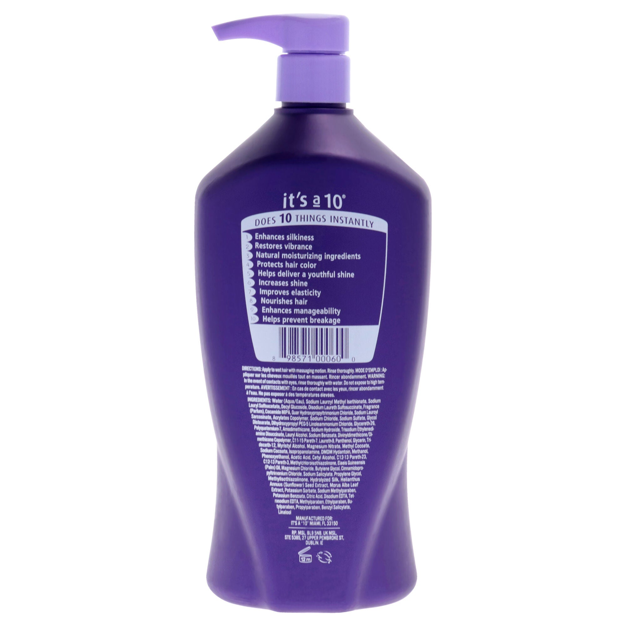 Silk Express Miracle Silk Shampoo by Its A 10 for Unisex - 33.8 oz Shampoo, See Description, alternate image number 1