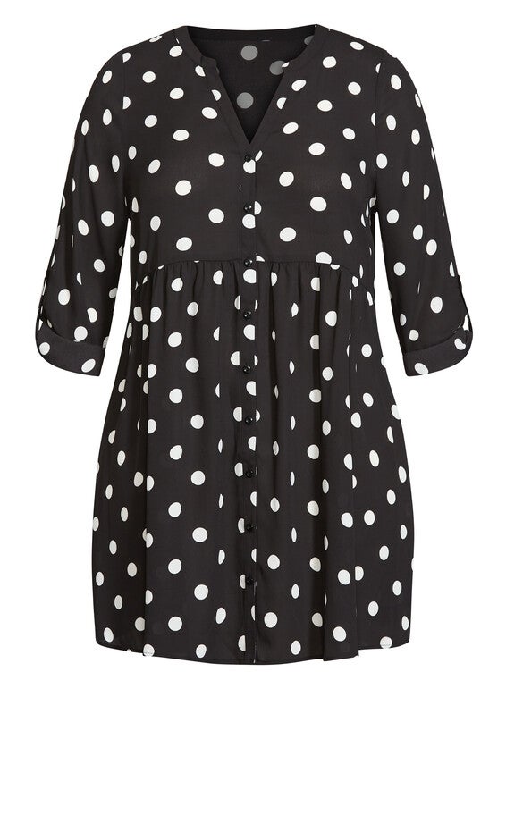 Gathered Waist Tunic - black spot, , alternate image number 4