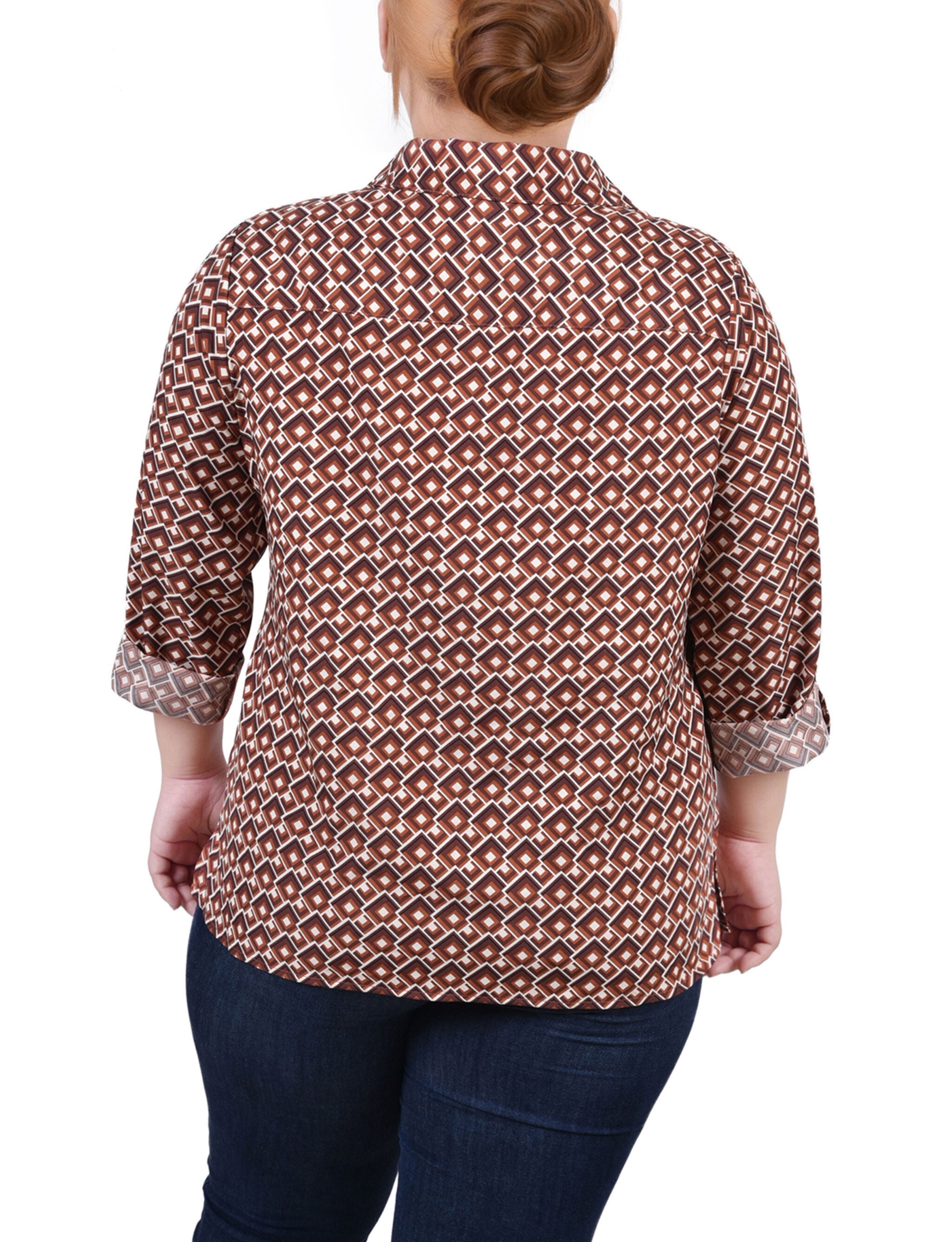 3/4 Roll Tab Blouse With Pockets, Golden Jaycee, alternate image number 2
