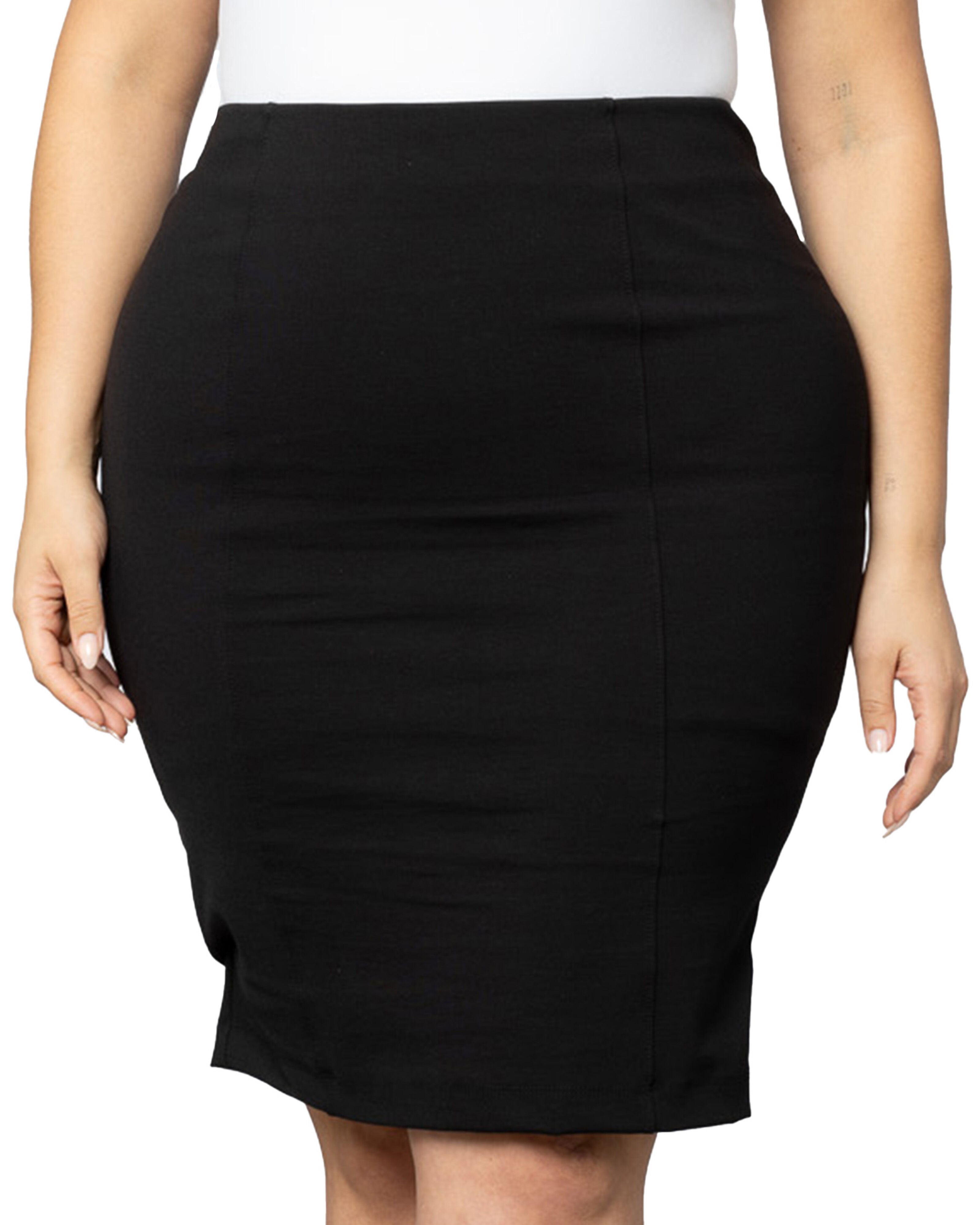Curvy Pencil Skirt, BLACK NOIR / Black, alternate image number 2