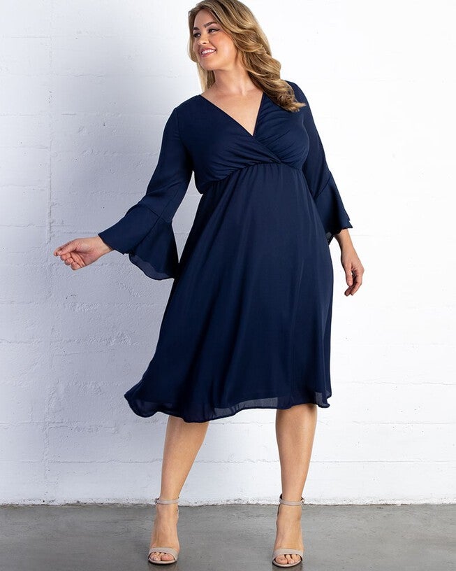 Brighton Bell Sleeve Dress, Nouveau Navy, alternate image number null
