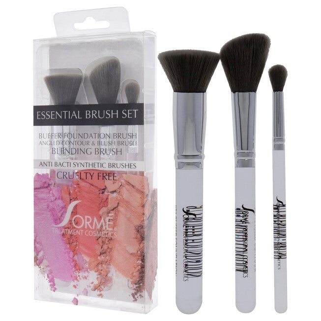 Professional Brush Set - Essential by Sorme Cosmetics for Women - 3 Pc Buffer Foundation Brush, Angled Contour and Blush Brush, Blending Brush, See Description, alternate image number 3