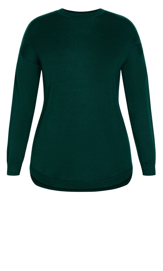 Tully Curved Hem Sweater - green moss, , alternate image number 4