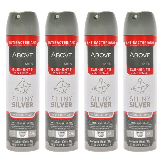 48 Hours Elements Antibac Antiperspirant Deodorant - Shine Silver by Above for Men - 3.17 oz Deodorant Spray - Pack of 4, See Description, hi-res image number 0