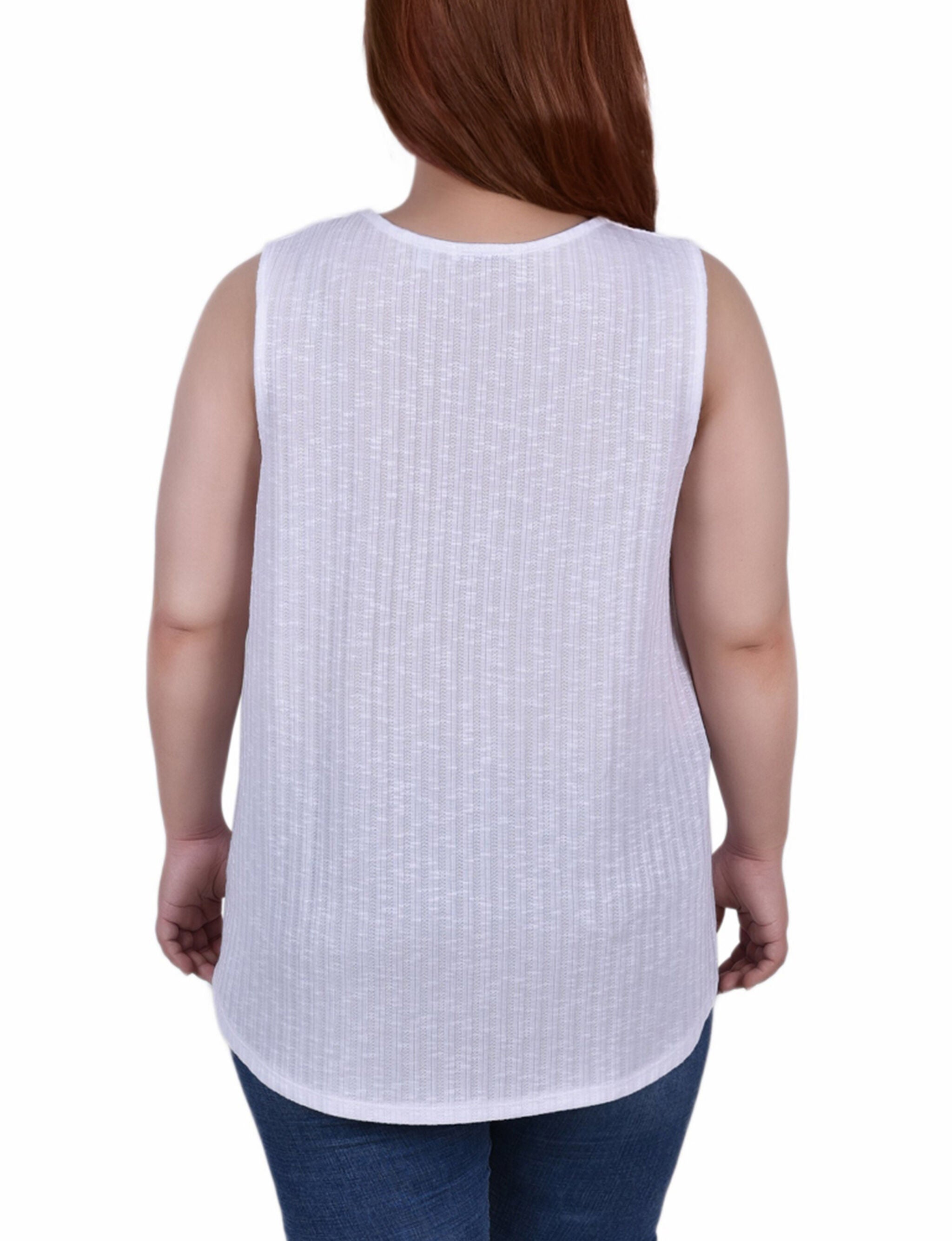 Sleeveless Rib Knit Top, White, alternate image number 2