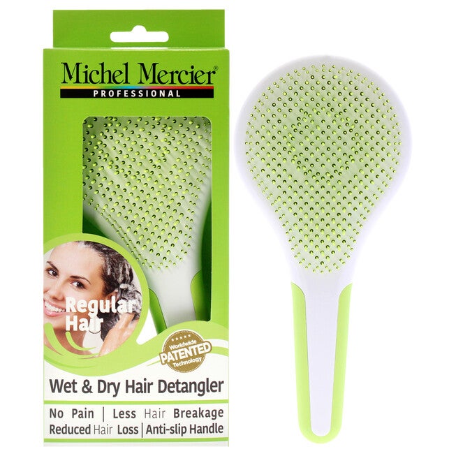 Wet and Dry Hair Detangler Regular Hair - Green-White by Michel Mercier for Women - 1 Pc Hair Brush, NA, hi-res image number null