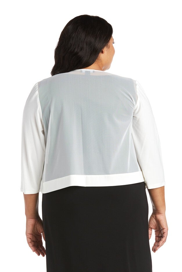 Draped, Open Jacket with Sheer Back Panels and 3/4 Sleeves, , alternate image number 1