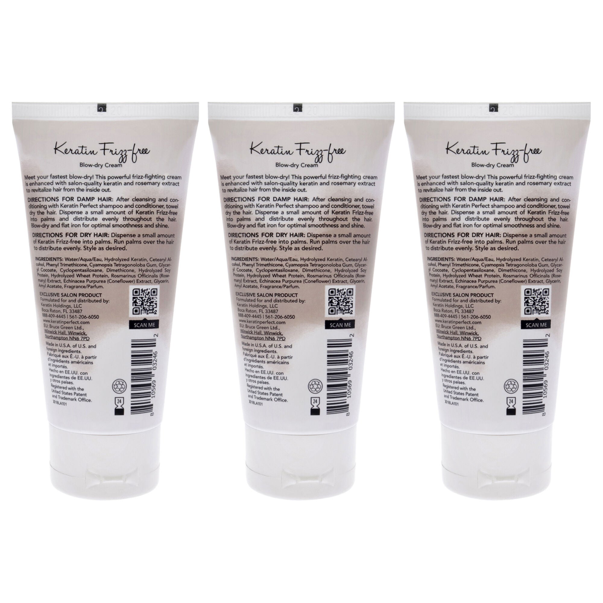 Keratin Frizz-Free Bow Dry Cream by Keratin Perfect for Unisex - 2.5 oz Cream - Pack of 3, , alternate image number 3