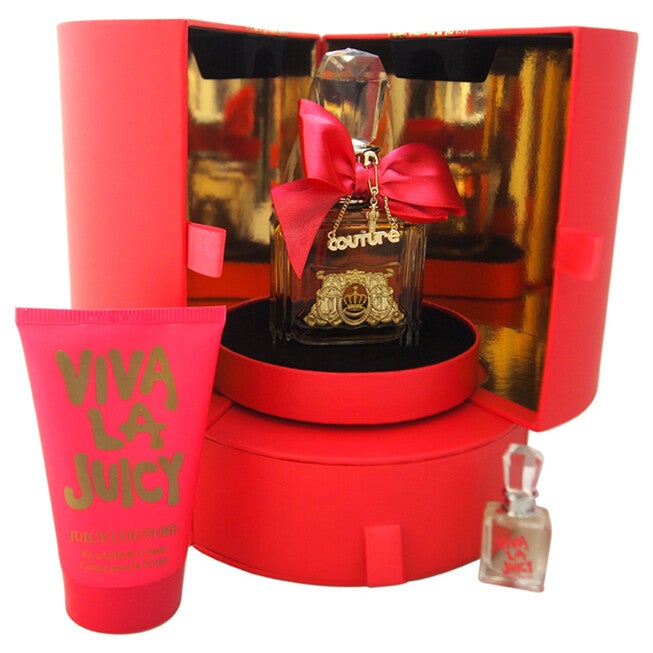 Viva La Juicy by Juicy Couture for Women - 3 Pc Gift Set 3.4oz EDP Spray, 4.2oz Body Cream, 0.17oz Parfum Splash, See Description, hi-res image number 0