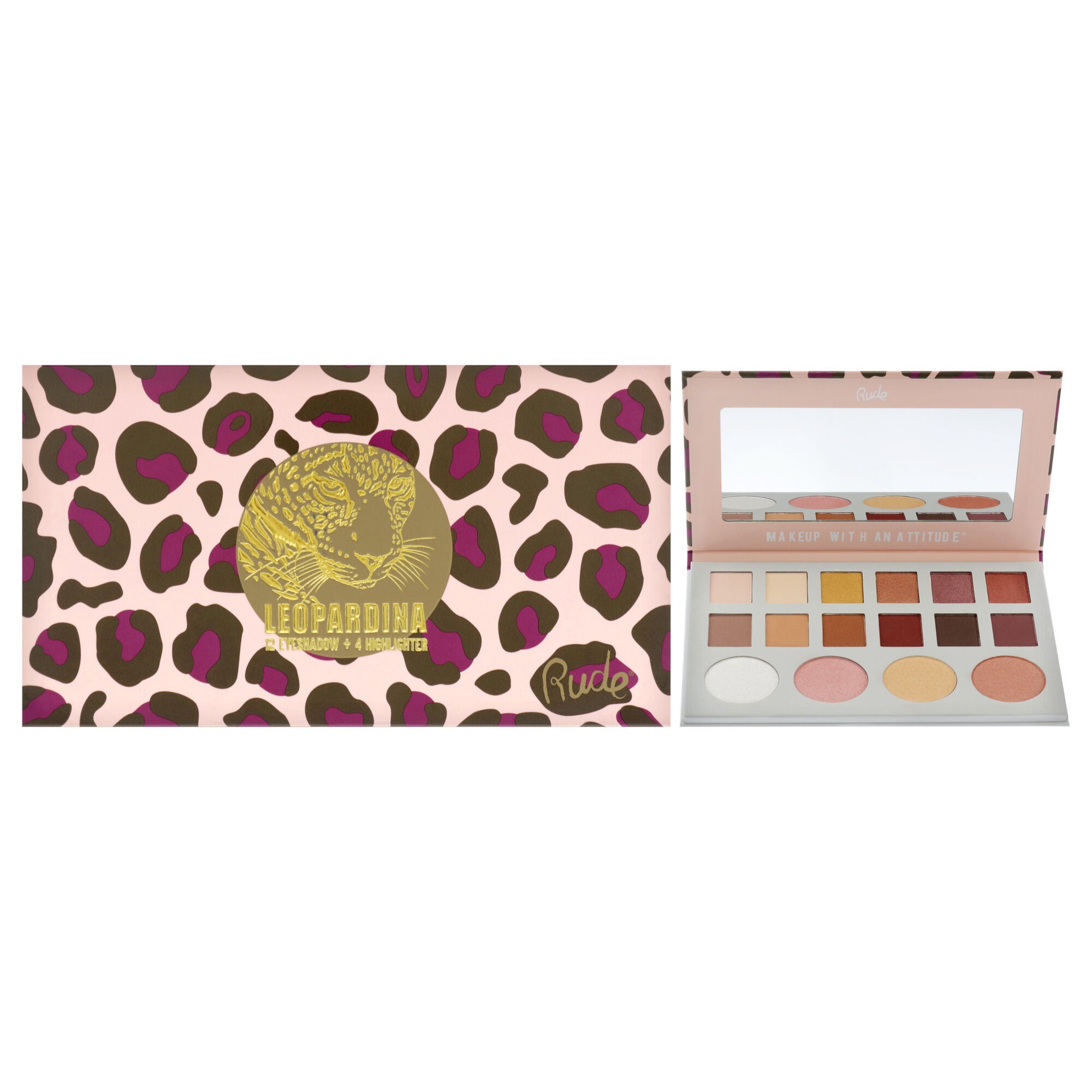 Leopardina Eyeshadow and Highlighter Palette by Rude Cosmetics for Women - 1.031 oz Makeup, See Description, hi-res image number 0