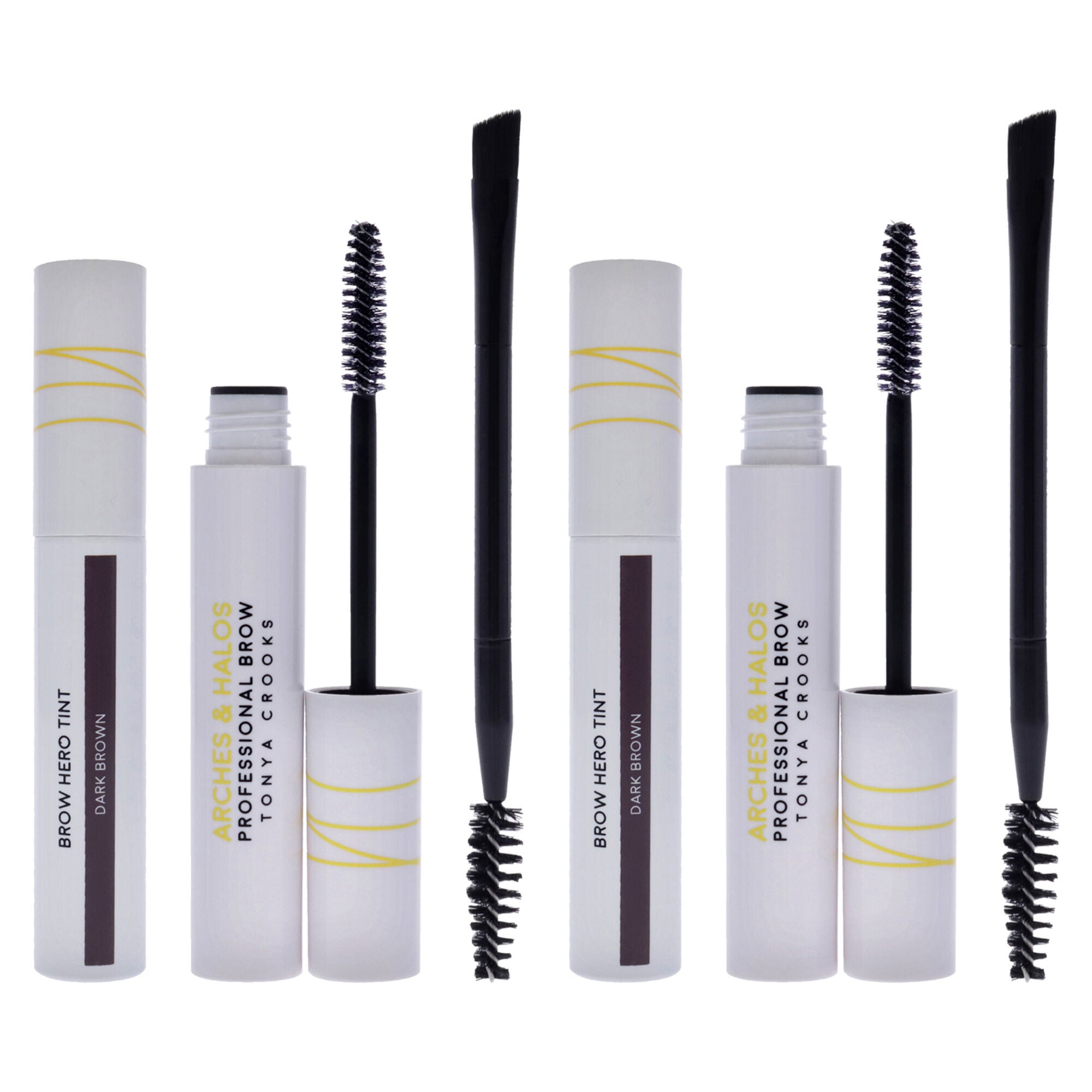 Brow Hero Tint Kit - Dark Brown by Arches and Halos for Women - 2 Pc Dual-Ended Angled Brush, Clear Brow Gel - Pack of 2, See Description, alternate image number 4