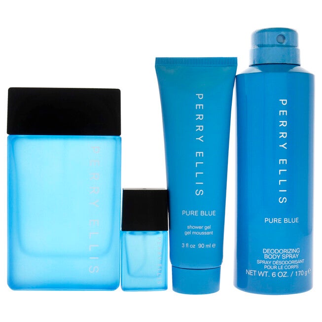 Perry Ellis Pure Blue by Perry Ellis for Men - 4 Pc Gift Set 3.4oz EDT Spray, 3oz Shower Gel, 6oz Deodorant Body Spray, 7.5ml Travel EDT Spray, See Description, alternate image number 3