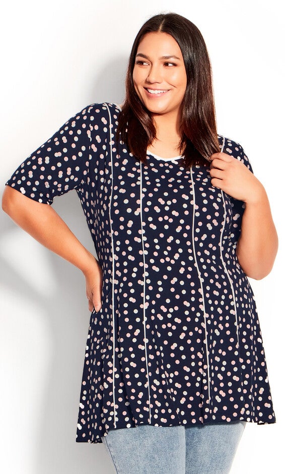 Panel Print Tunic - mono spot, Blue, hi-res image number 0