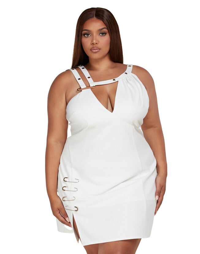 Stormi Mini Bodycon Dress, White, hi-res image number null