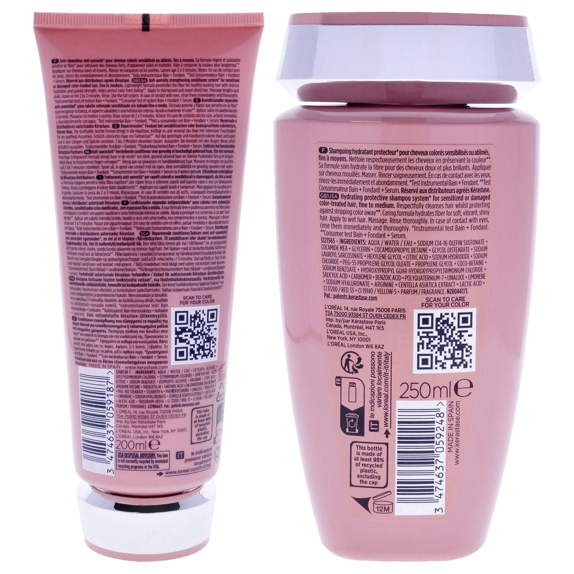 Chroma Absolu Kit by Kerastase for Unisex - 2 Pc Kit 6.8oz Chroma Absolu Fondant Cica Conditioner, 8.4oz Chroma Absolu Moisturizing Protective System Shampoo, White, alternate image number 1