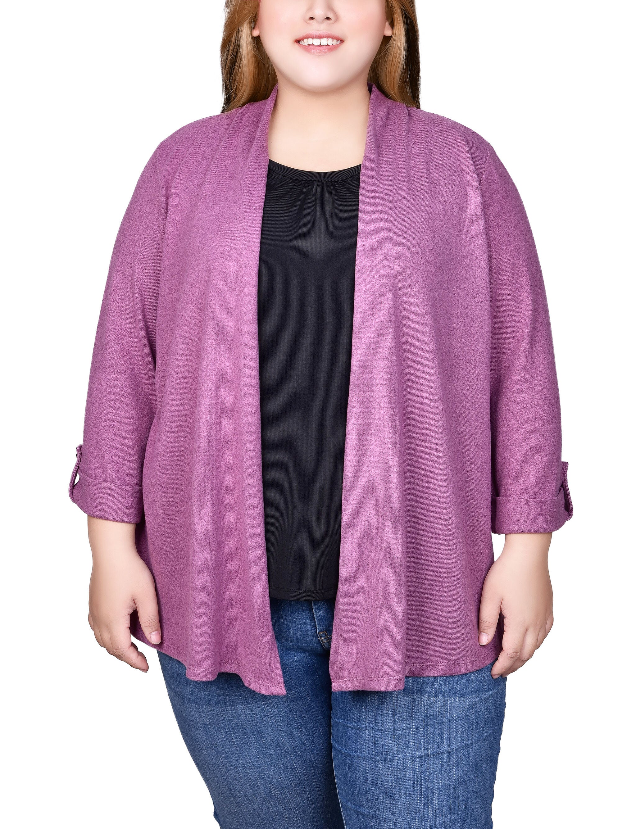 3/4 Sleeve Two In One Top, Damson, hi-res image number 0