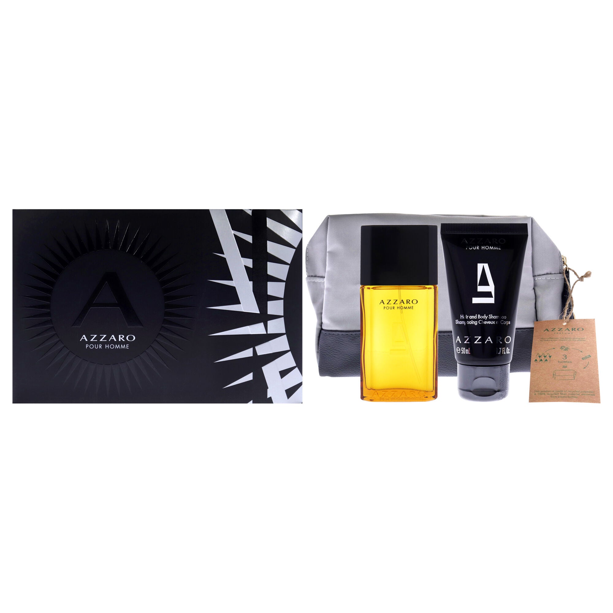 Azzaro by Azzaro for Men - 3 Pc Gift Set 1oz EDT Spray, 1.7oz Hair and ...