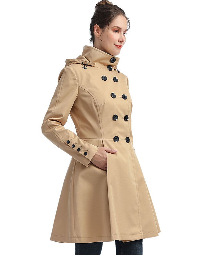 Kayla Waterproof Hooded Mid Length Trench Coat, , alternate image number 3