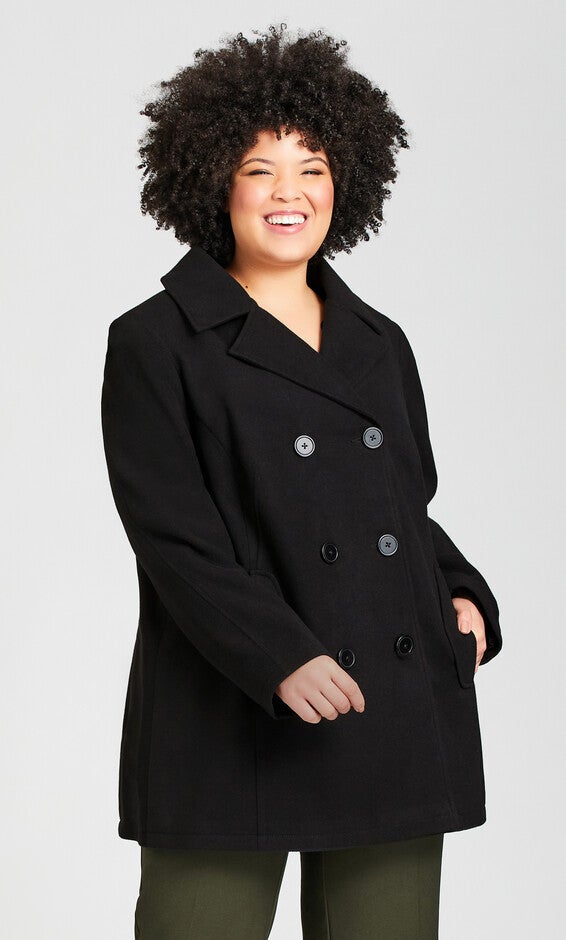 Faux Wool Peacoat - black, , alternate image number 4