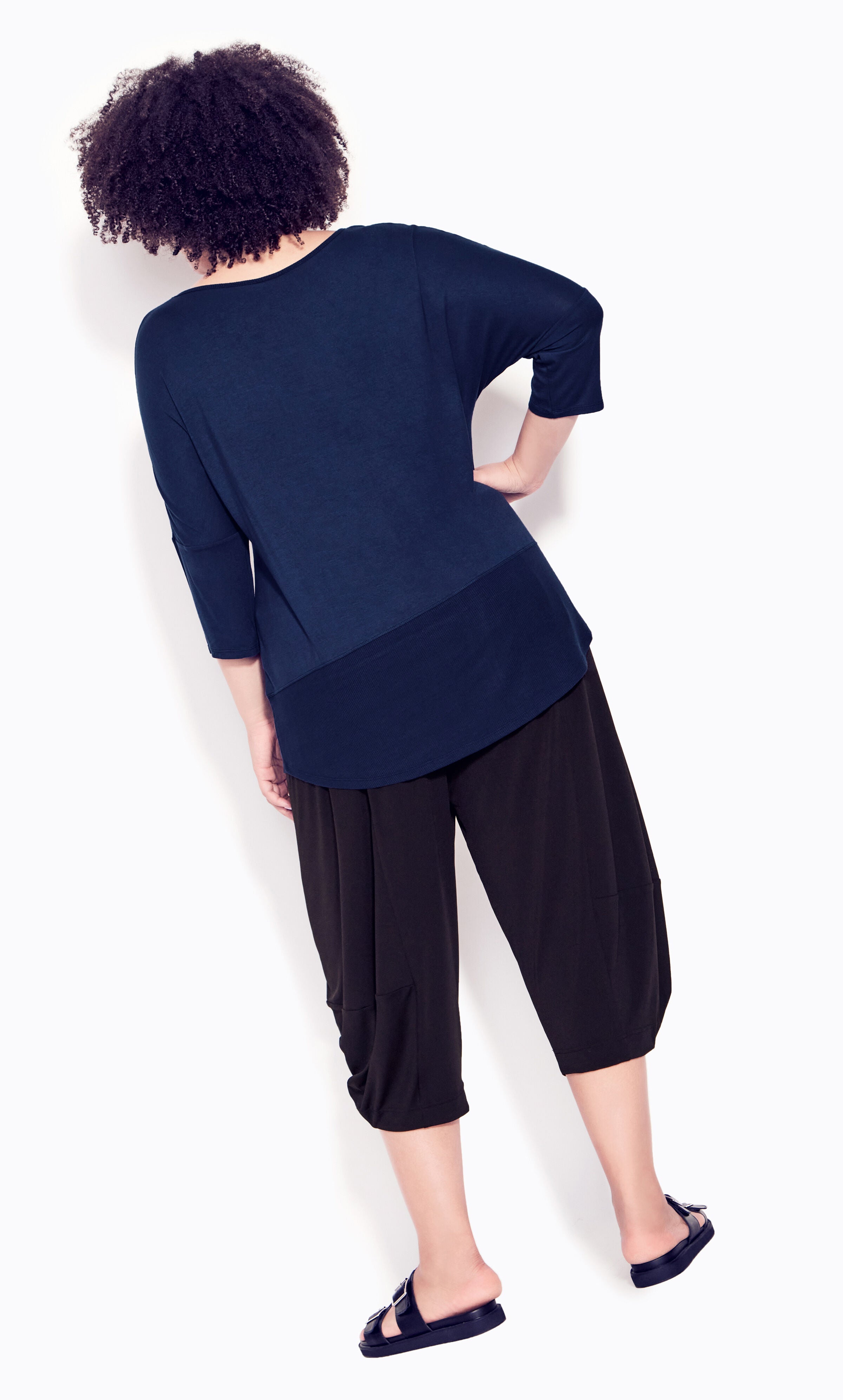Contrast Rib Top - navy, , alternate image number 2