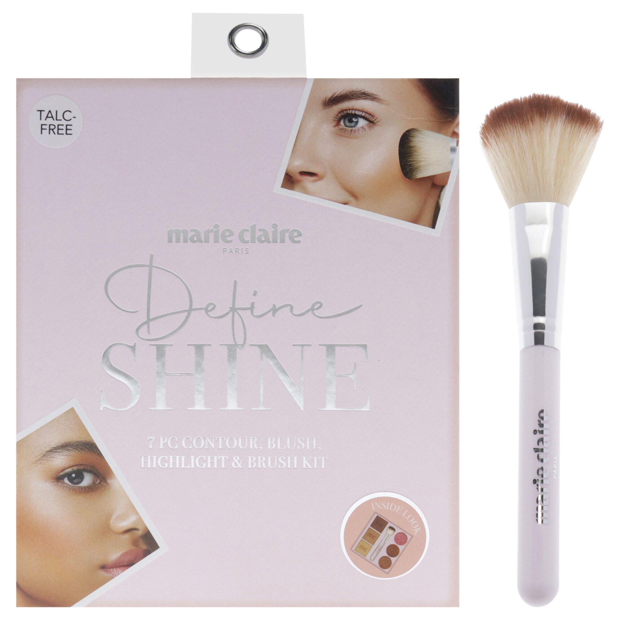 Define Shine Face Palette by Marie Claire for Women - 7 Pc 0.19oz Blush, 2 x 0.19oz Highlighters, 3 x 0.26oz Contour, Contour Brush, See Description, hi-res image number 0