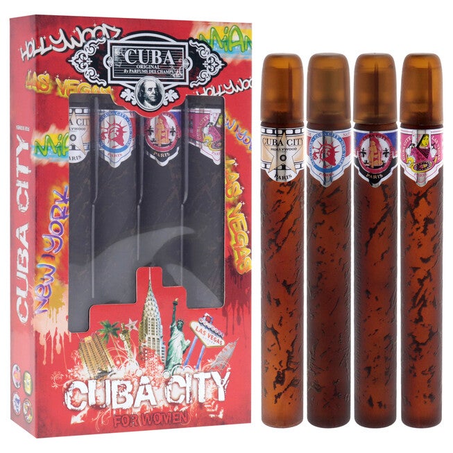 Cuba City by Cuba for Women - 4 Pc Gift Set 1.17oz Hollywood, 1.17oz Vegas, 1.17oz Miami, 1.17oz New York, See Description, alternate image number 1