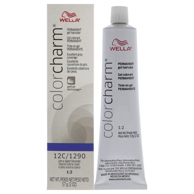 Color Charm Permanent Hair Color Gel - 12C 1290 Ultra Light Blonde by Wella for Unisex - 2 oz Hair Color, NA, hi-res image number null