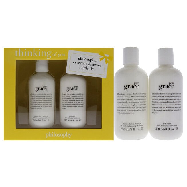 Thinking of You Kit by Philosophy for Women - 2 Pc 8oz Pure Grace Shampo Bath and Shower Gel, 8oz Pure Grace Body Lotion, See Description, hi-res image number 0