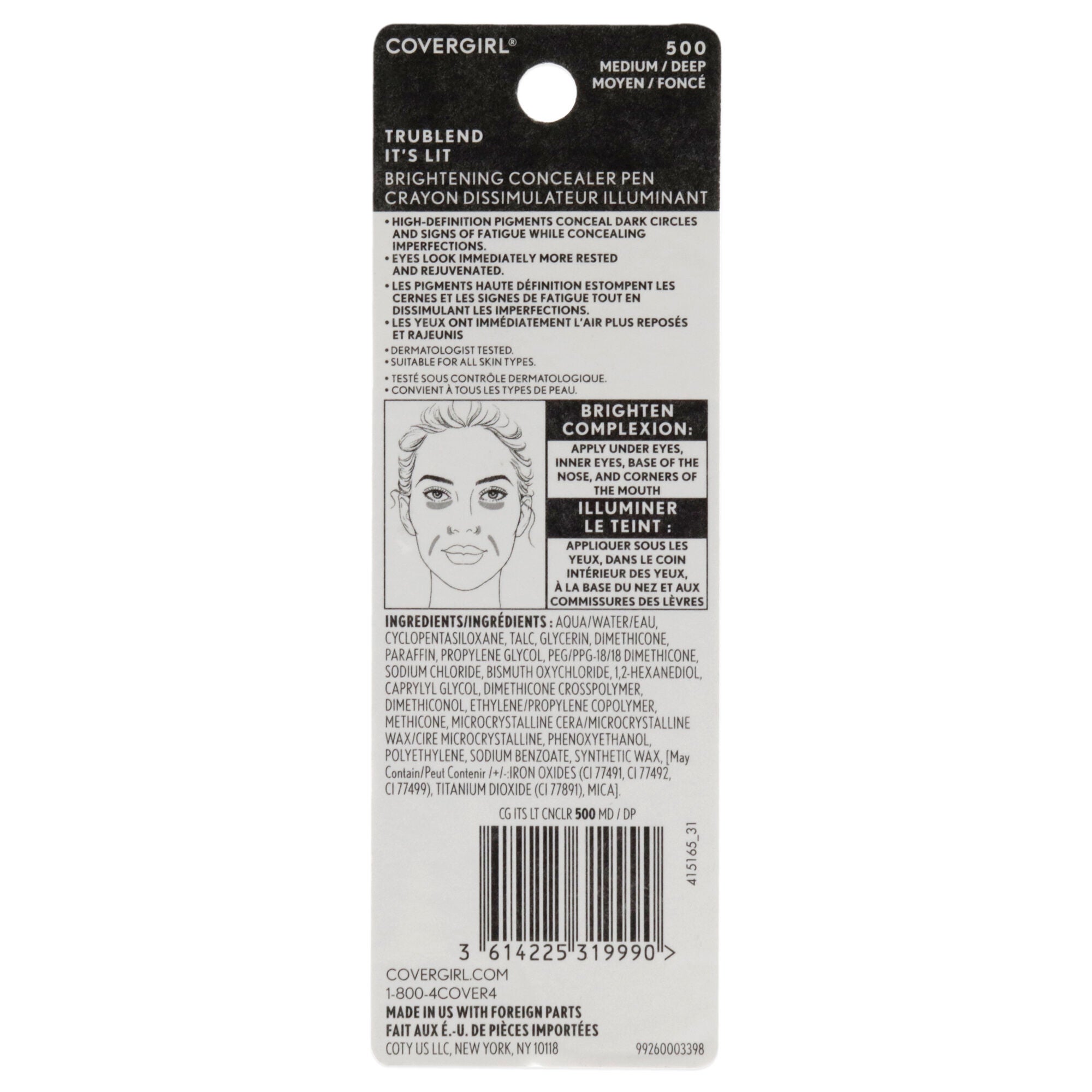 TruBlend Its Lit Brightening Concealer Pen - 500 Medium-Deep by CoverGirl for Women - 0.1 oz Concealer, See Description, alternate image number 1