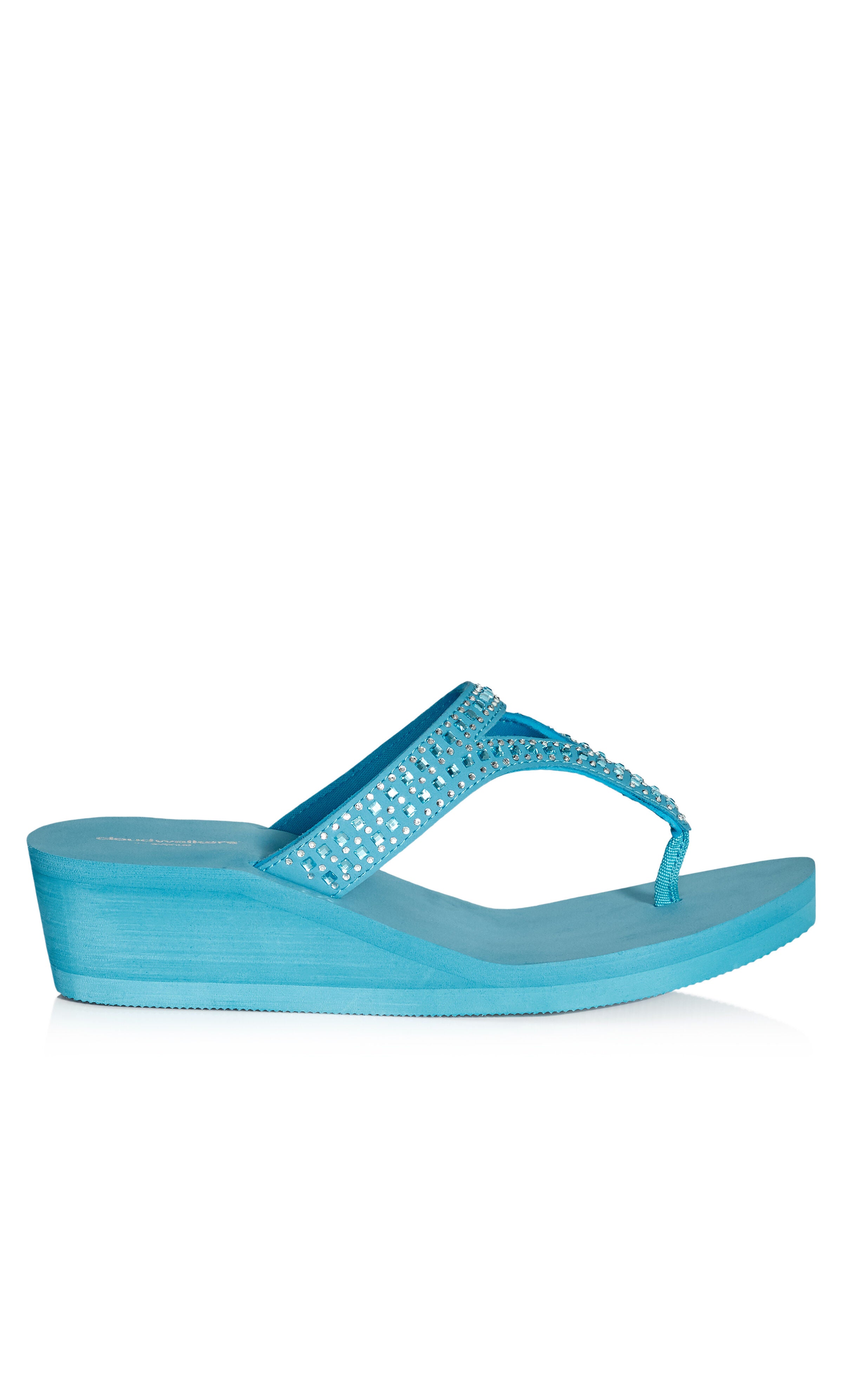 WIDE FIT Sassy T-Strap Wedge - navy, , alternate image number 1