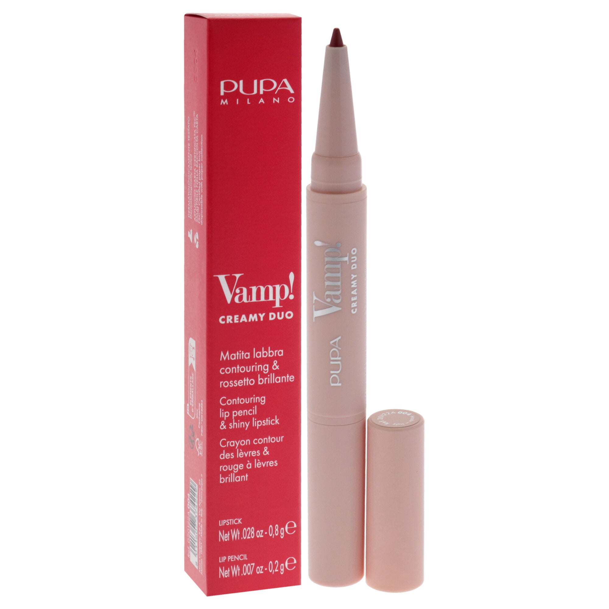 Vamp! Creamy Duo Contouring Lip Pencil and Shiny Lipstick - 004 Light Rose by Pupa Milano for Women - 0.035 oz Makeup, , alternate image number 6