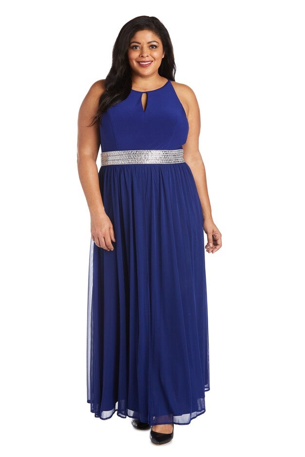 Maxi Dress with Keyhole Cutout, Halterneck and Flowing Skirt, Royal Blue, hi-res image number null