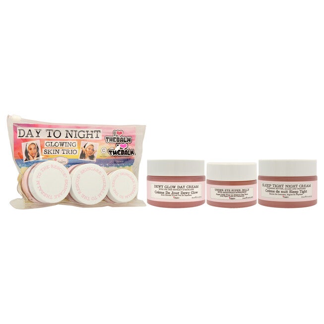Day To Night Glowing Skin Trio by the Balm for Women - 3 Pc 1oz Dewy Glow Day Cream, 0.5oz Under Eye Super Jelly, 1oz Sleep Tight Night Cream, See Description, alternate image number 4
