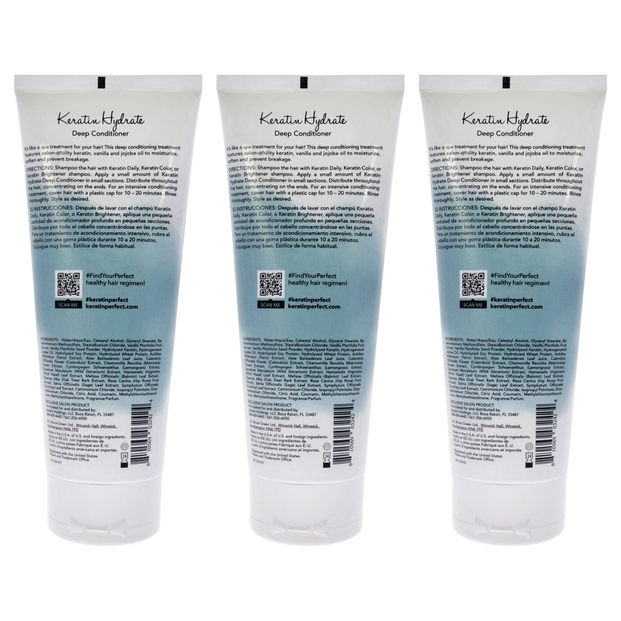 Keratin Hydrate Deep Conditioner by Keratin Perfect for Unisex - 7 oz Conditioner - Pack of 3, See Description, alternate image number 2