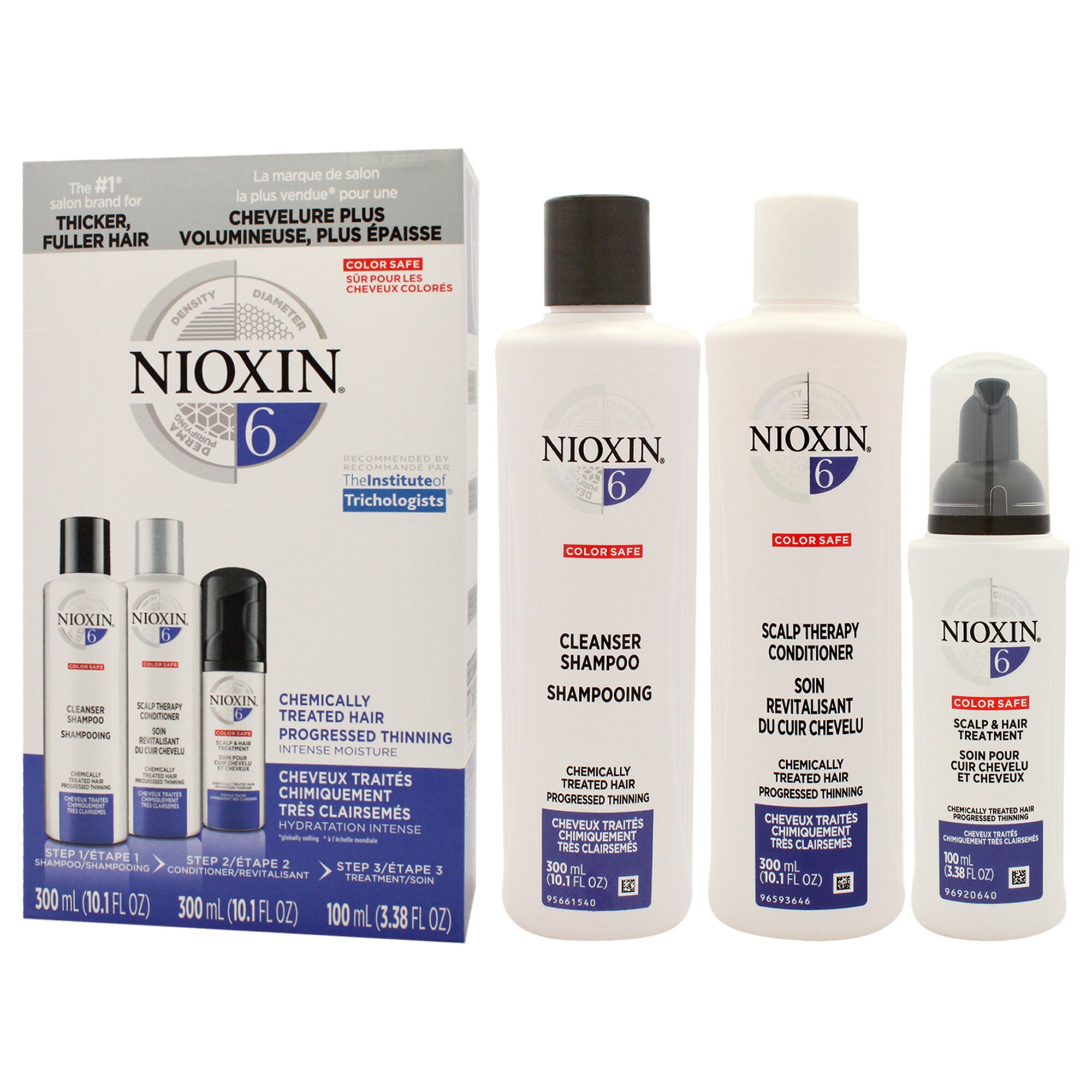 System 6 Kit by Nioxin for Unisex - 3 Pc 1 0.1oz Shampoo, 10.1oz Conditioner, 3.38oz Treatment, See Description, alternate image number 3