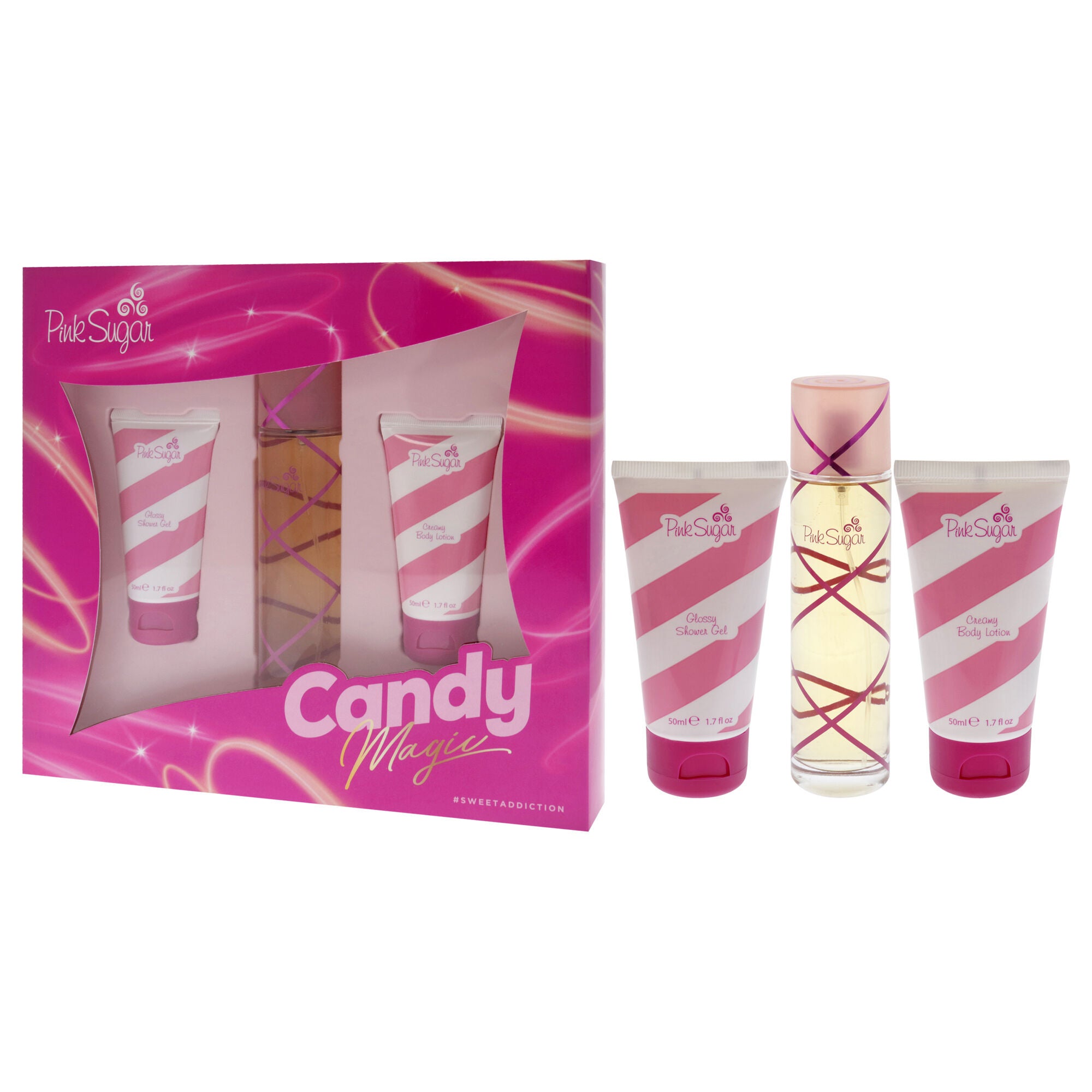Pink Sugar Candy Magic by Aquolina for Women - 3 Pc Gift Set 3.4oz EDT Spray, 1.7oz Glossy Shower Gel, 1.7oz Creamy Body Lotion, See Description, alternate image number 3