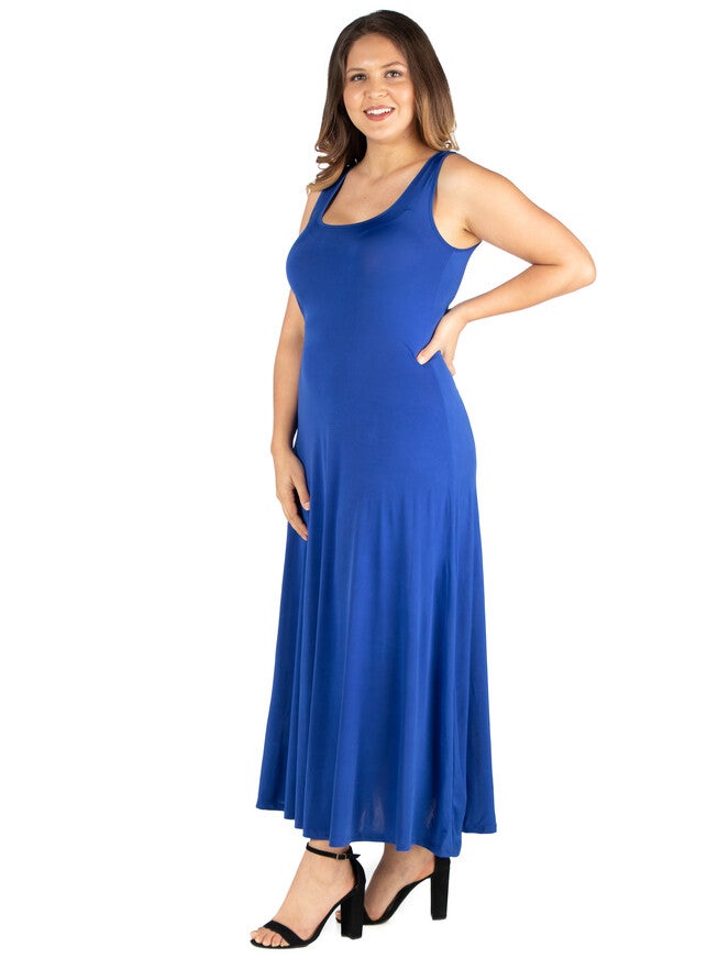 Simple A Line Plus Size Tank Maxi Dress, , alternate image number 2